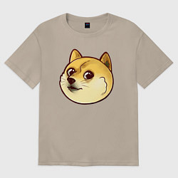 Футболка оверсайз женская Маленький щеночек Доге, цвет: миндальный