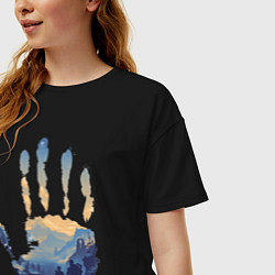 Футболка оверсайз женская Отпечаток ладони Кратоса, цвет: черный — фото 2