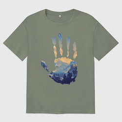 Футболка оверсайз женская Отпечаток ладони Кратоса, цвет: авокадо