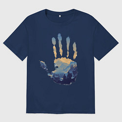 Футболка оверсайз женская Отпечаток ладони Кратоса, цвет: тёмно-синий