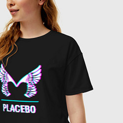 Футболка оверсайз женская Placebo glitch rock, цвет: черный — фото 2