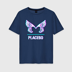 Футболка оверсайз женская Placebo glitch rock, цвет: тёмно-синий