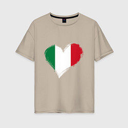 Футболка оверсайз женская Сердце - Италия, цвет: миндальный