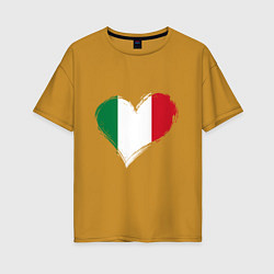Футболка оверсайз женская Сердце - Италия, цвет: горчичный