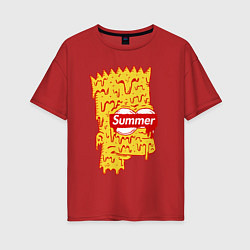 Футболка оверсайз женская Bart Simpson - Summer, цвет: красный