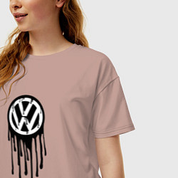 Футболка оверсайз женская Volkswagen - art logo, цвет: пыльно-розовый — фото 2