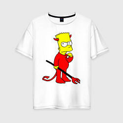 Футболка оверсайз женская Bart Simpson - devil, цвет: белый