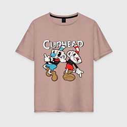 Футболка оверсайз женская Cuphead - Mugman, цвет: пыльно-розовый