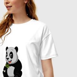 Футболка оверсайз женская Панда ест бамбук, цвет: белый — фото 2