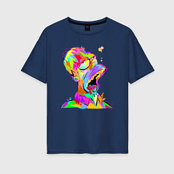 Футболка оверсайз женская Гомер Симпсон - стилизация - color, цвет: тёмно-синий