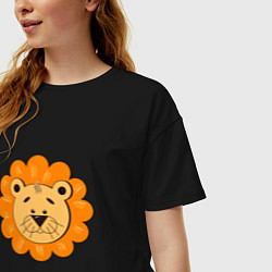 Футболка оверсайз женская Львёнок для львенка, цвет: черный — фото 2