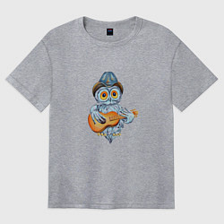 Футболка оверсайз женская Сова с гитарой, цвет: меланж