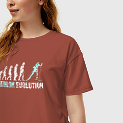 Футболка оверсайз женская Эволюция в биатлон, цвет: кирпичный — фото 2
