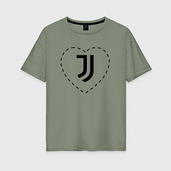 Футболка оверсайз женская Лого Juventus в сердечке, цвет: авокадо