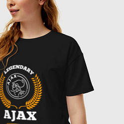 Футболка оверсайз женская Лого Ajax и надпись legendary football club, цвет: черный — фото 2