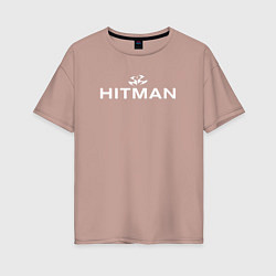 Футболка оверсайз женская Hitman - лого, цвет: пыльно-розовый