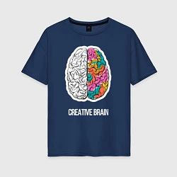 Футболка оверсайз женская Creative Brain, цвет: тёмно-синий