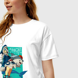 Футболка оверсайз женская Гавр Гура с акулой, цвет: белый — фото 2