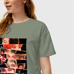 Футболка оверсайз женская Stray Kids eyes, цвет: авокадо — фото 2