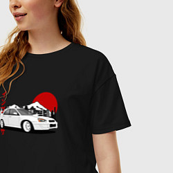 Футболка оверсайз женская Subaru Impreza WRX Sti Retro JDM, цвет: черный — фото 2