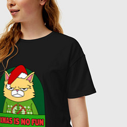 Футболка оверсайз женская Xmas is no fun, цвет: черный — фото 2