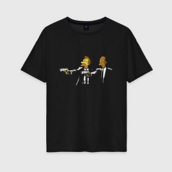 Футболка оверсайз женская Pulp Simpsons - remake - Tarantino, цвет: черный