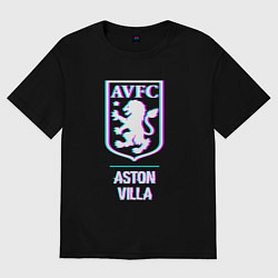 Футболка оверсайз женская Aston Villa FC в стиле glitch, цвет: черный