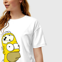 Футболка оверсайз женская Гомер Симпсон - нет подключения к интернету, цвет: белый — фото 2