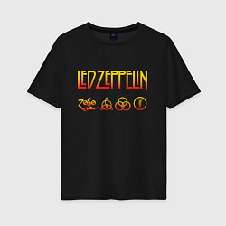 Футболка оверсайз женская Led Zeppelin - logotype, цвет: черный