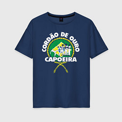 Футболка оверсайз женская Capoeira - Cordao de ouro flag of Brazil, цвет: тёмно-синий