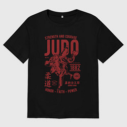 Футболка оверсайз женская Дзюдо единоборства, цвет: черный
