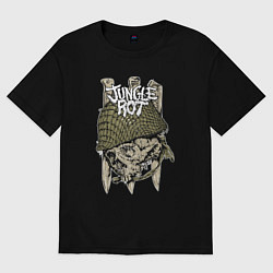 Футболка оверсайз женская Jungle rot - military, цвет: черный