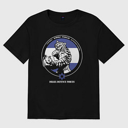 Футболка оверсайз женская Krav-maga emblem tiger, цвет: черный