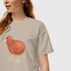 Футболка оверсайз женская Птица киви, цвет: миндальный — фото 2