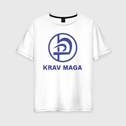 Футболка оверсайз женская Krav maga military combat system emblem, цвет: белый