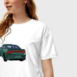 Футболка оверсайз женская Dodge Charger SRT American Car, цвет: белый — фото 2