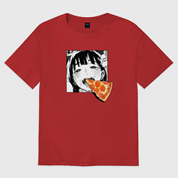 Футболка оверсайз женская Любитель пиццы пепперони, цвет: красный