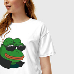 Футболка оверсайз женская Лягушонок Пепе крутой, цвет: белый — фото 2