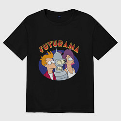 Футболка оверсайз женская Fry Bender Leela, цвет: черный