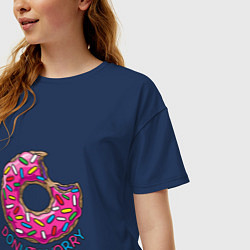 Футболка оверсайз женская Donut - Worry, цвет: тёмно-синий — фото 2