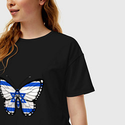 Футболка оверсайз женская Бабочка - Израиль, цвет: черный — фото 2