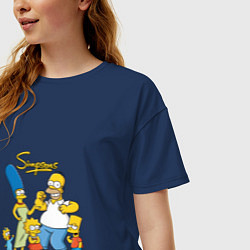 Футболка оверсайз женская The Simpsons - happy family, цвет: тёмно-синий — фото 2
