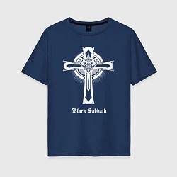 Футболка оверсайз женская Black sabbath крест, цвет: тёмно-синий