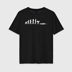Футболка оверсайз женская Эволюция в пловца, цвет: черный