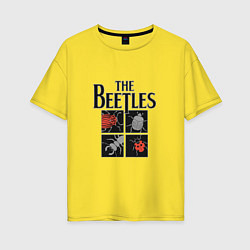 Футболка оверсайз женская The Beatles - Жуки, цвет: желтый