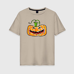 Женская футболка оверсайз Веселая тыква на Хэллоуин