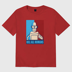 Футболка оверсайз женская Bender Futurama, цвет: красный
