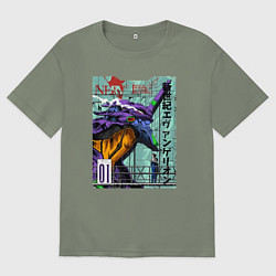 Футболка оверсайз женская EVA 01 Poster - Evangelion, цвет: авокадо