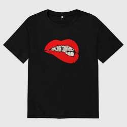 Женская футболка оверсайз Папин Олимпос губы