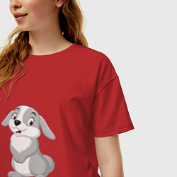 Футболка оверсайз женская Милашка Кролик, цвет: красный — фото 2
